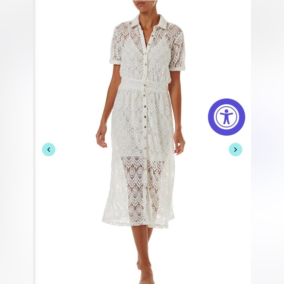 APRIL CREAM LACE MIDI BUTTON-DOWN SHIRT DRESS NWT!!!! Small - Picture 4 of 11